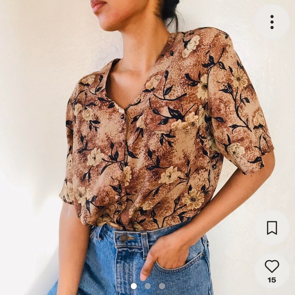 Vintage 90s Floral Button Down Blouse